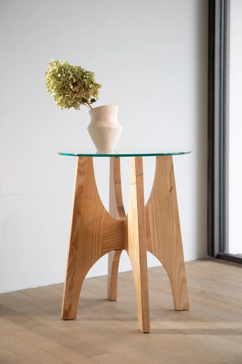 Beistelltisch Glastisch KOBE Rund mit Glasplatte von Zuiver Ø 45 cm