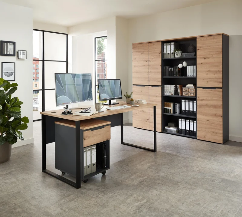 Büroschrank MEMPHIS 1-türig GH05 Front Artisan Eiche Korpus Graphit