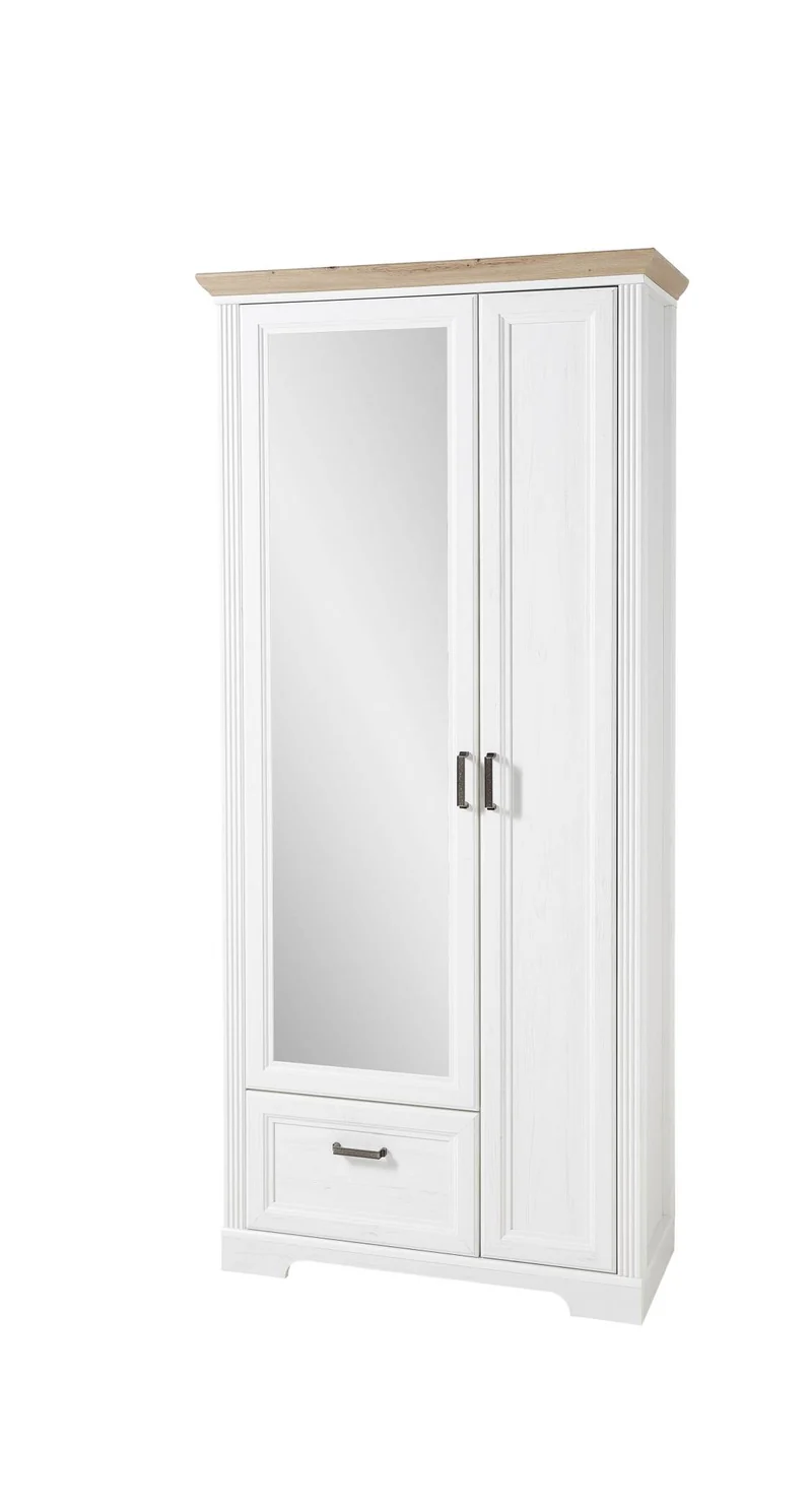 Komplett Garderobe JASMIN UH83 Pinie weiß 5-teilig mit Sitzbank