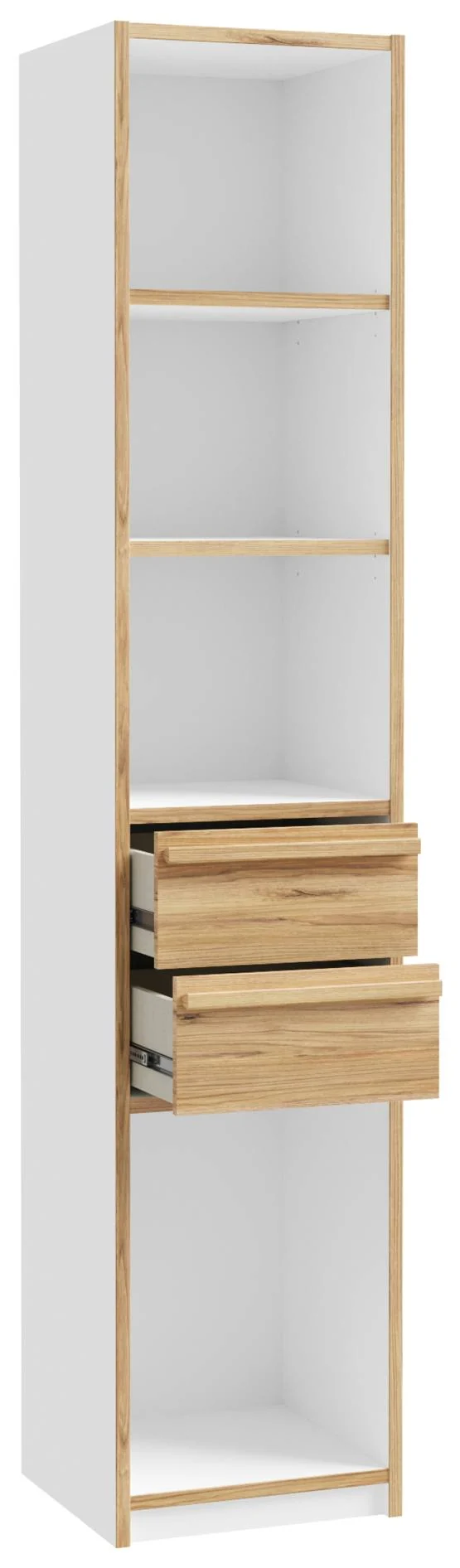 Regal Bücherregal S-ROOM 44 mit 2 Schubladen in Weiß und Catania Eiche