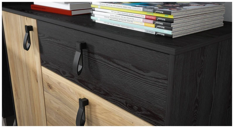 Jugendzimmer LYA mit 4-trg. Schrank Optik: Mauvella / Cabezone Eiche