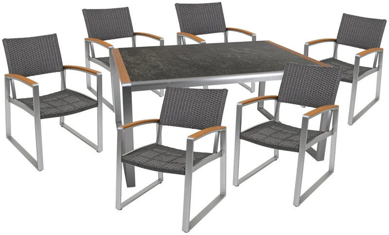 Garten Tischgruppe AVERNA 7-tlg. 1 x Tisch und 6 x Stuhl 305265