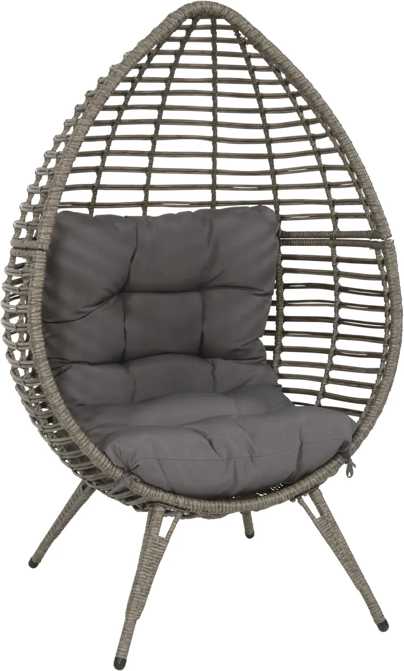Lesli Living Relaxsessel CHILL Garten Stuhl Sitzei Egg Polyrattan Grau