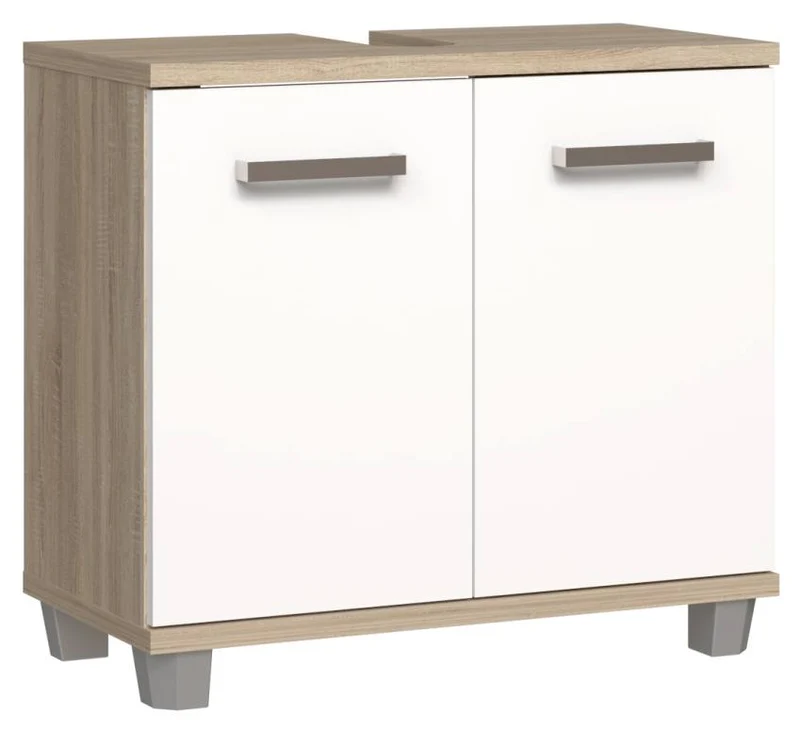Waschbeckenunterschrank VERIS Kommode 2-trg. Sonoma Eiche / Weiß