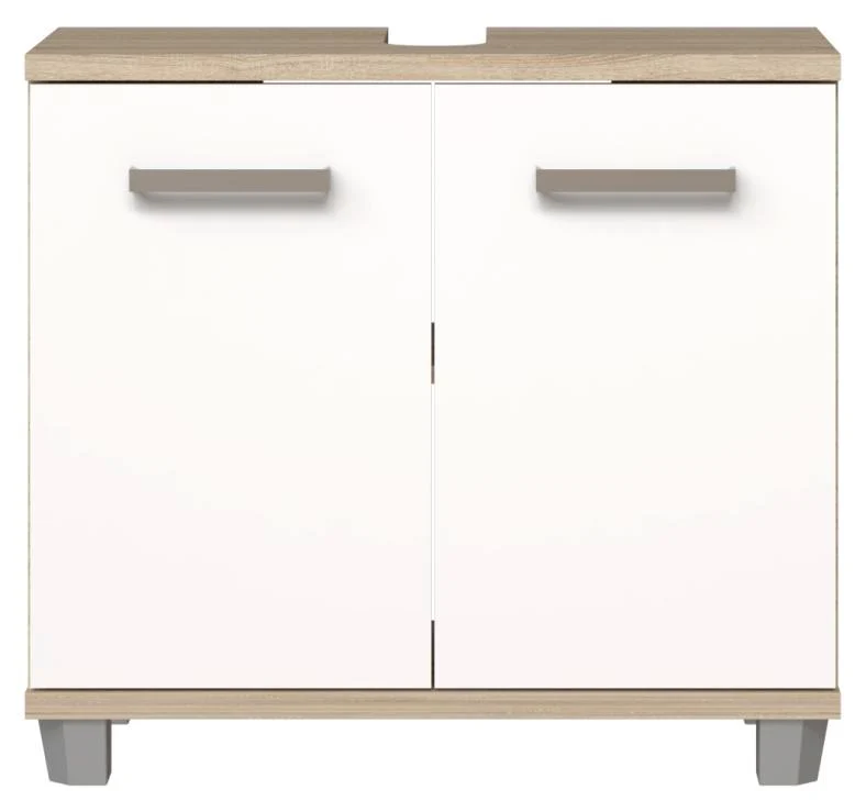 Waschbeckenunterschrank VERIS Kommode 2-trg. Sonoma Eiche / Weiß