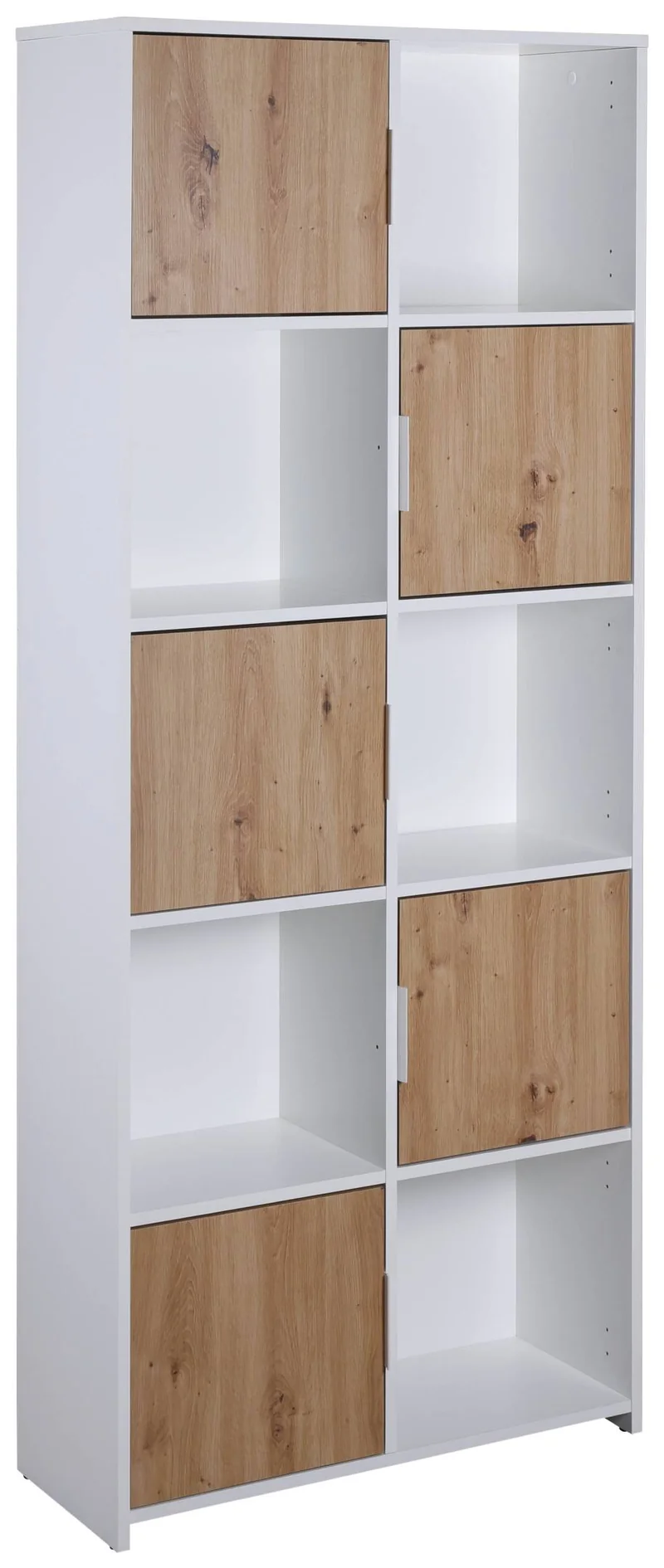 Bücherregal PEPETO 5TW Regal mit 5 Türen Optik: Weiß / Artisan Eiche