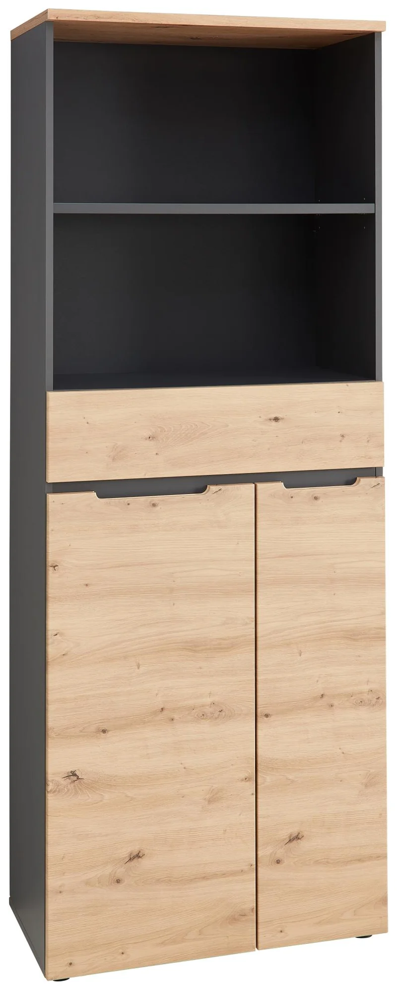 Büroschrank MEMPHIS 2 Türen 1 Schublade Artisan Eiche Korpus Graphit