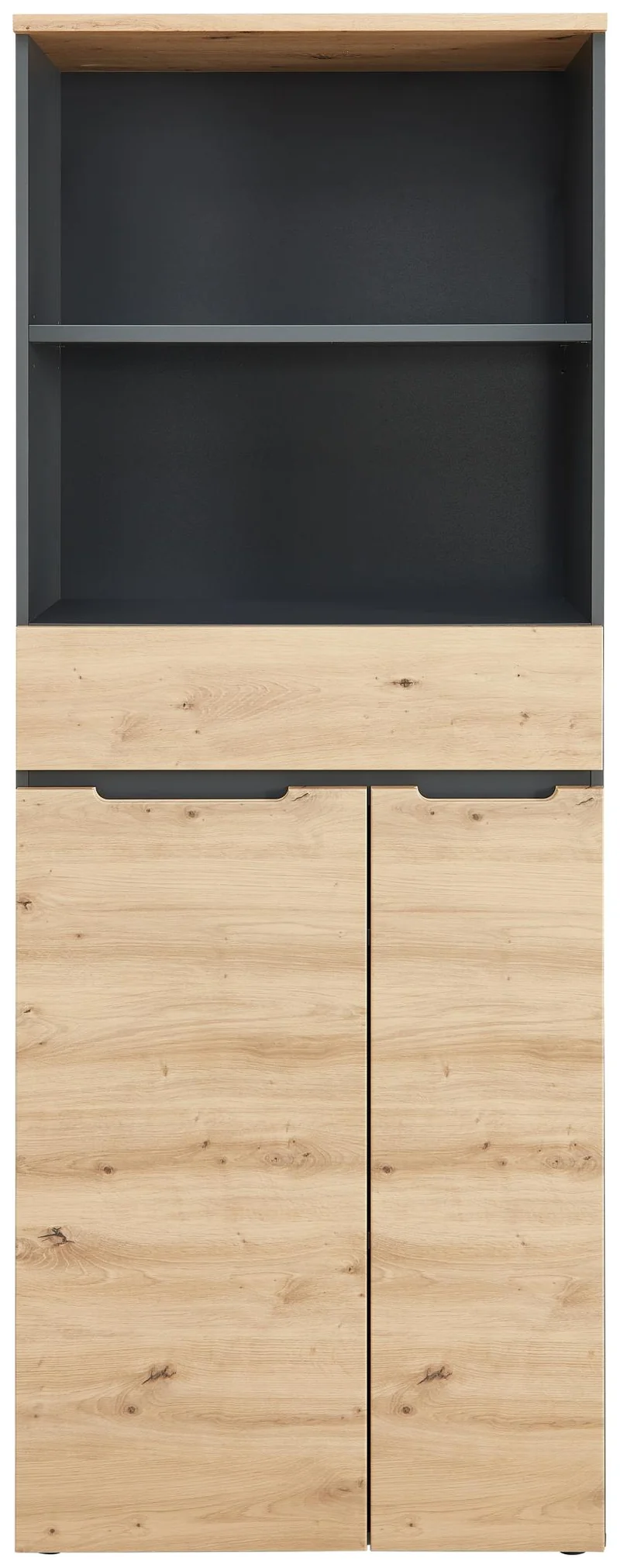 Büroschrank MEMPHIS 2 Türen 1 Schublade Artisan Eiche Korpus Graphit