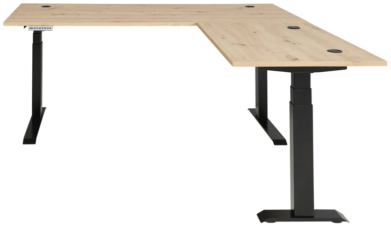 Höhenverstellbarer Eckschreibtisch MEMPHIS Artisan Eiche 185 x 177 cm