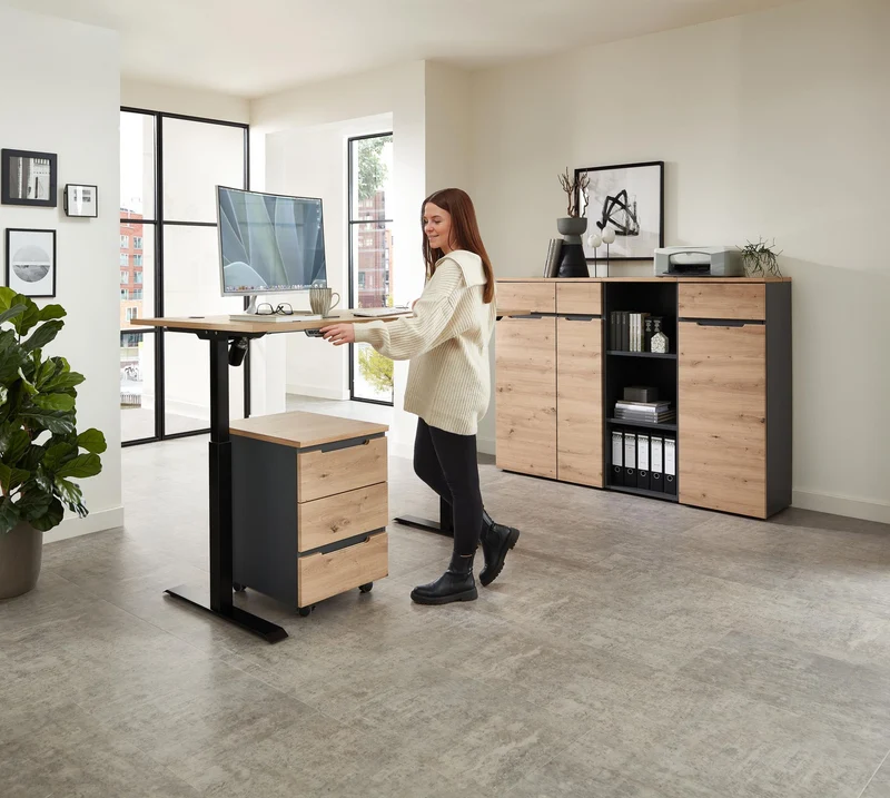Höhenverstellbarer Schreibtisch MEMPHIS Artisan Eiche - 160 x 77 cm