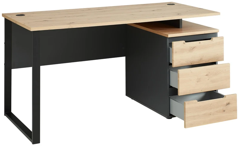 Schreibtisch MEMPHIS Artisan Eiche 150 x 73 cm mit Container