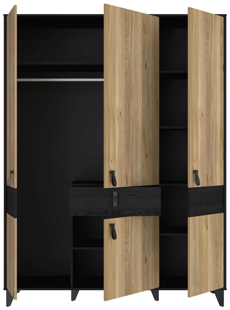 Kleiderschrank LYA 4-trg. 1 Schublade Optik: Mauvella / Cabezone Eiche