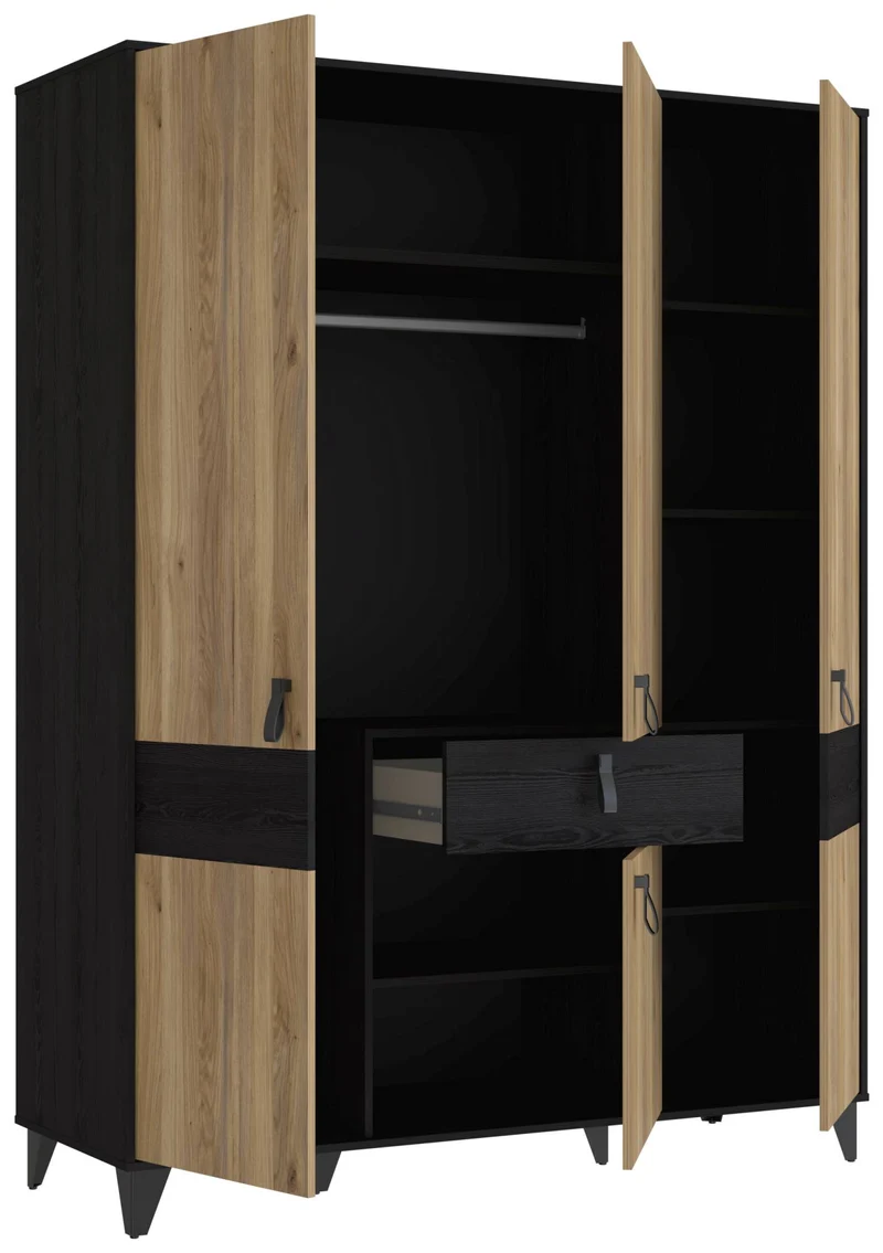 Kleiderschrank LYA 4-trg. 1 Schublade Optik: Mauvella / Cabezone Eiche