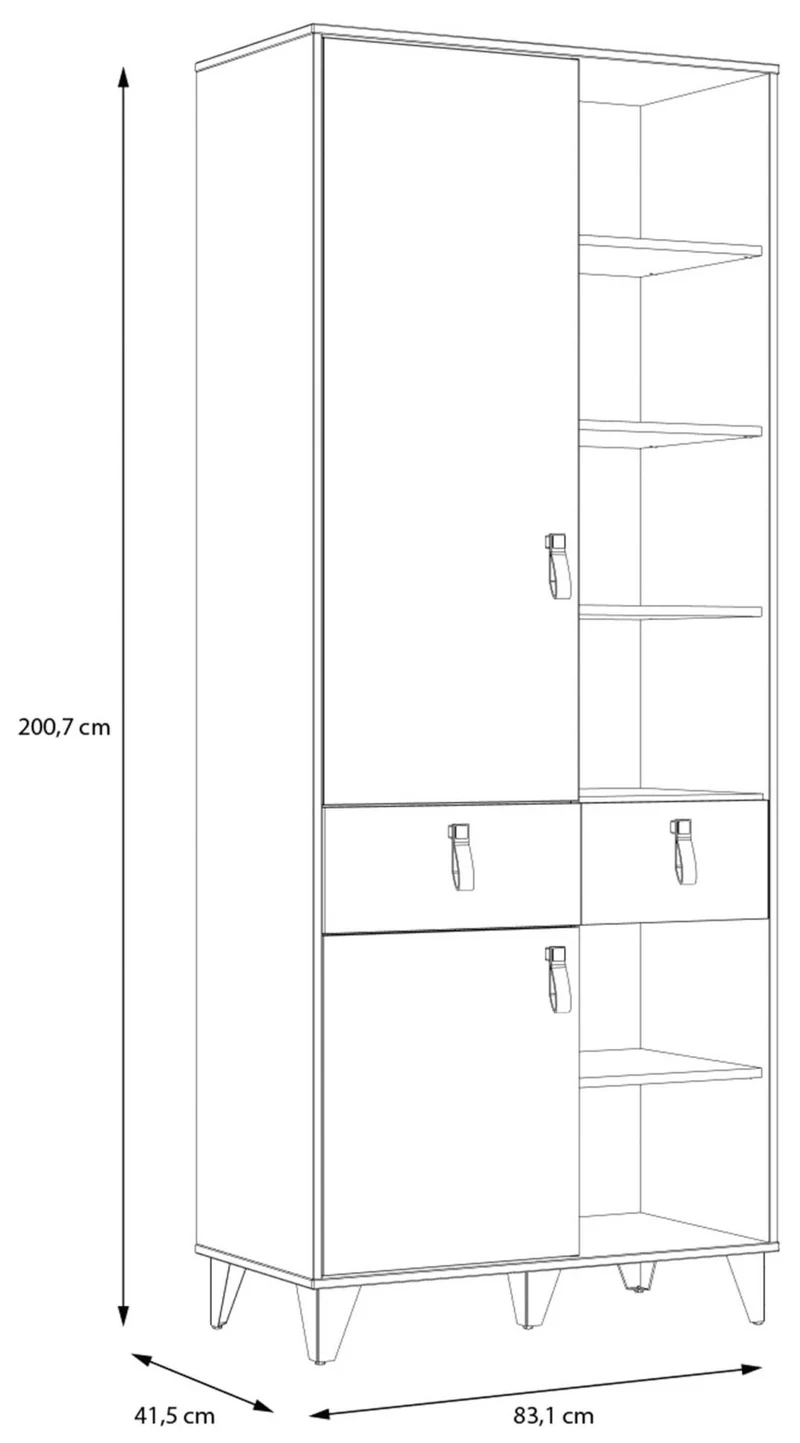 Regal LYA 2-trg. 2 Schubladen Optik: Mauvella / Cabezone Eiche, Forte