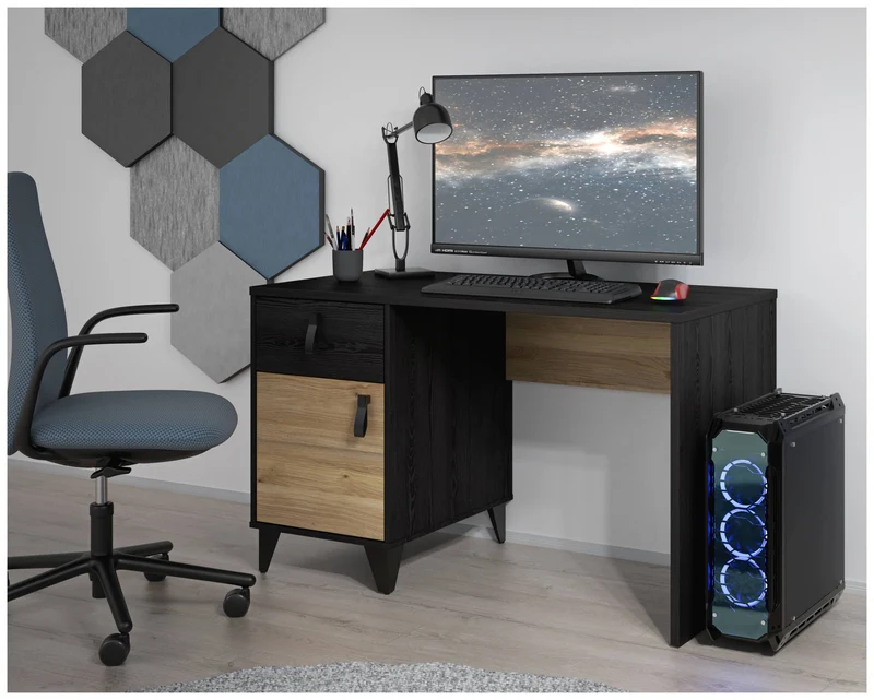 Schreibtisch LYA 120 cm Optik: Mauvella / Cabezone Eiche, von Forte