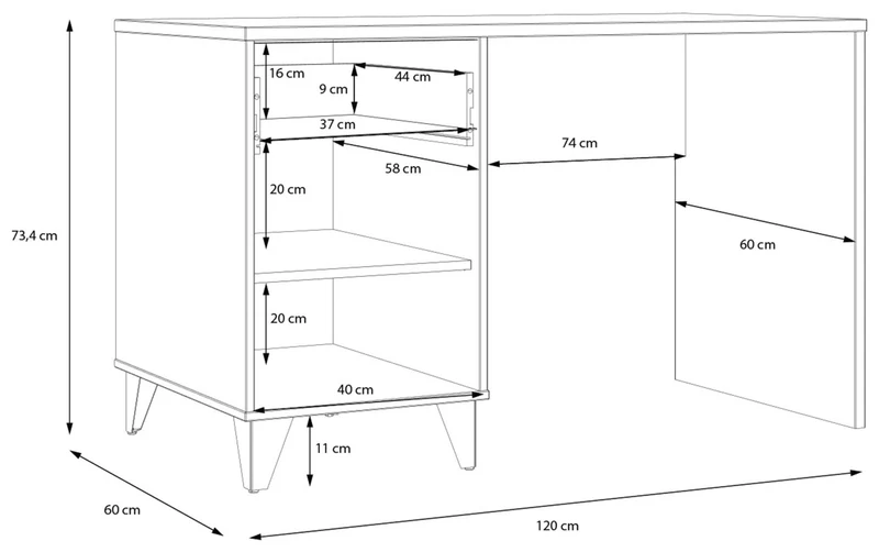 Schreibtisch LYA 120 cm Optik: Mauvella / Cabezone Eiche, von Forte