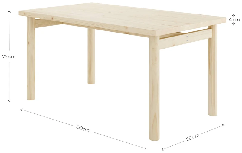 Esstisch PACE 150 x 85 cm Kiefer massiv Natur lackiert von Karup