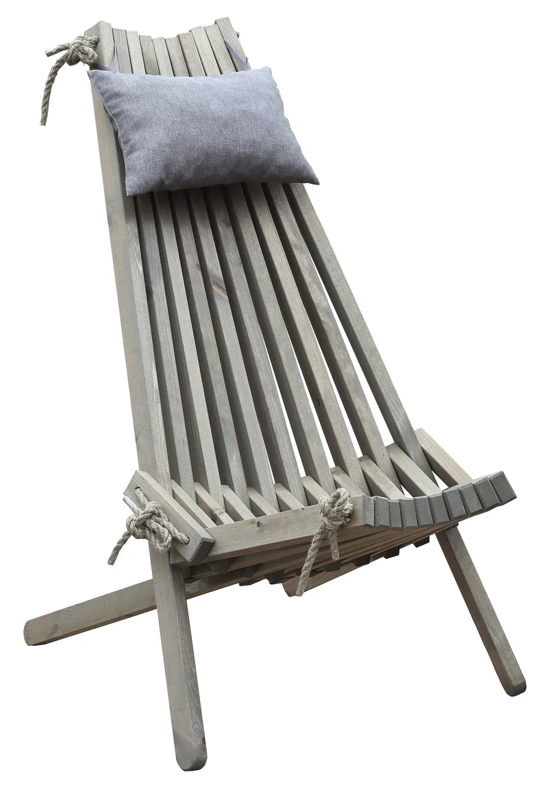 Faltbarer Gartensessel Relaxsessel FALUN Aschgrau mit Kopfkissen