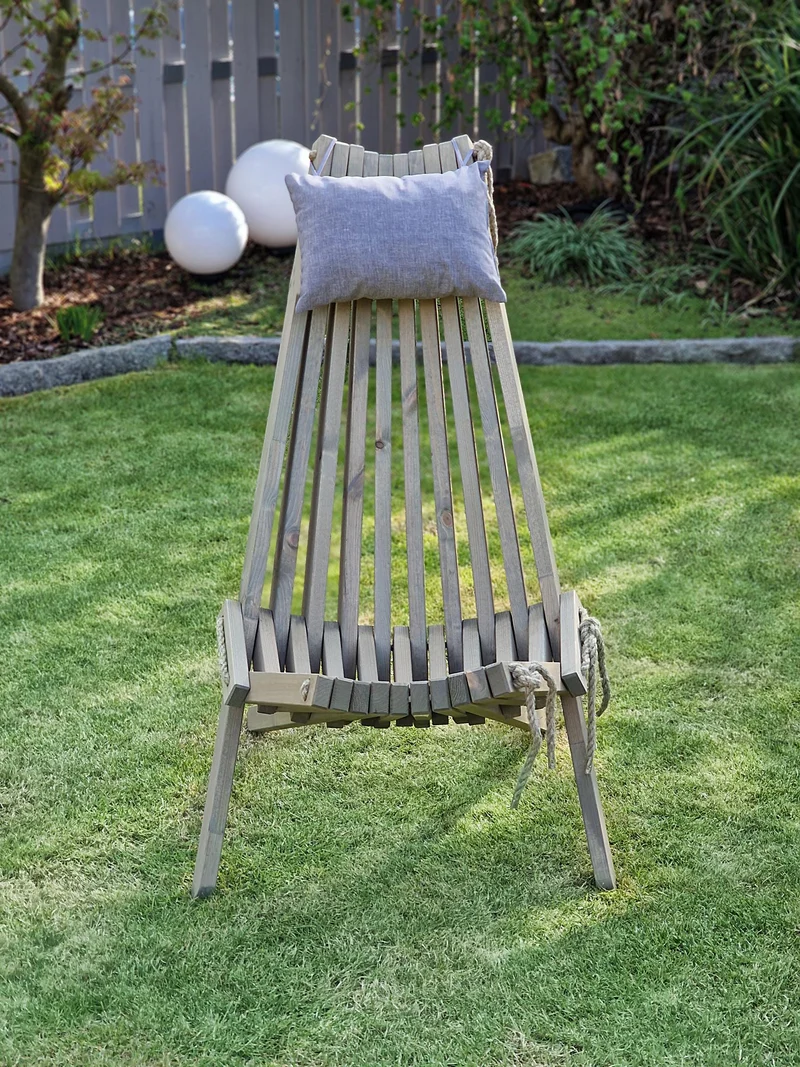 Faltbarer Gartensessel Relaxsessel FALUN Aschgrau mit Kopfkissen