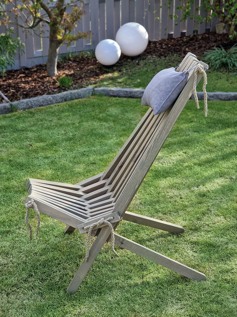 Faltbarer Gartensessel Relaxsessel FALUN Aschgrau mit Kopfkissen