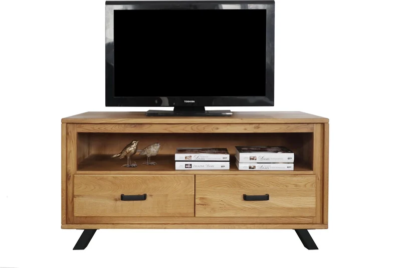 TV-Lowboard 2 Schubladen Wildeiche Massivholz geölt, Bern