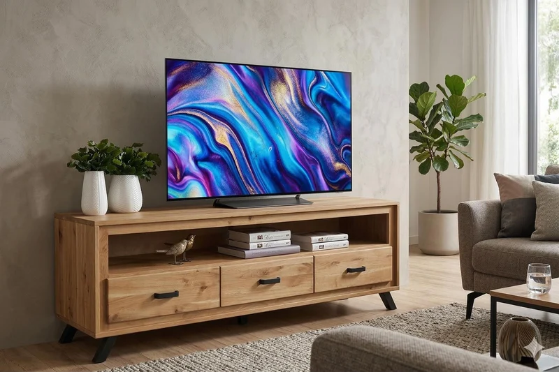 TV Lowboard BERN3 Schubläden - Wildeiche Massivholz geölt