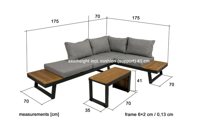Garten Lounge- Gruppe Gartengarnitur Felice 3- teilig inkl. Kissen