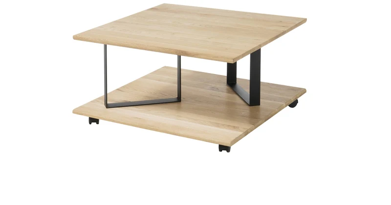 Couchtisch MAXIM MINI Tischplatte Eiche geölt, Metallrahmen schwarz