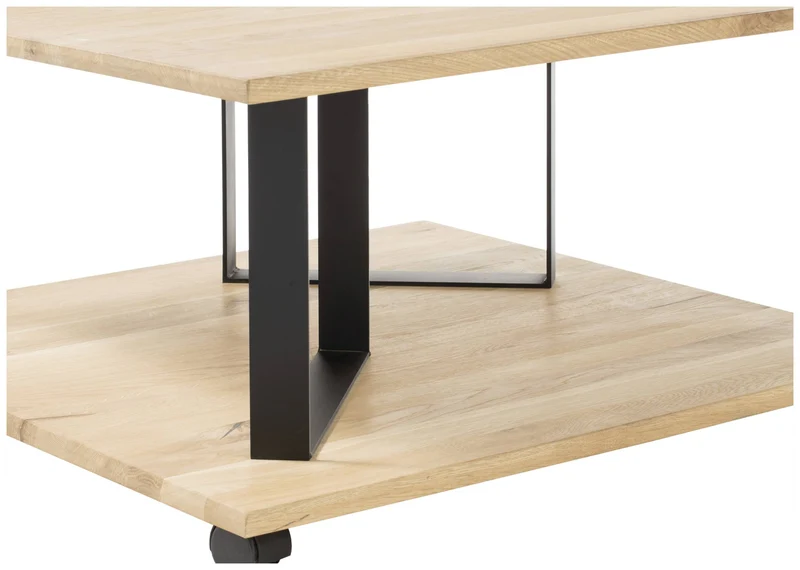 Couchtisch MAXIM MINI Tischplatte Eiche geölt, Metallrahmen schwarz