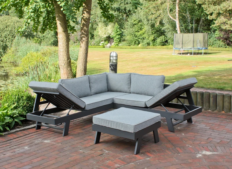 Garten Ecksofa DONNA Gartensofa Lounge Set 3tlg inkl. Polster