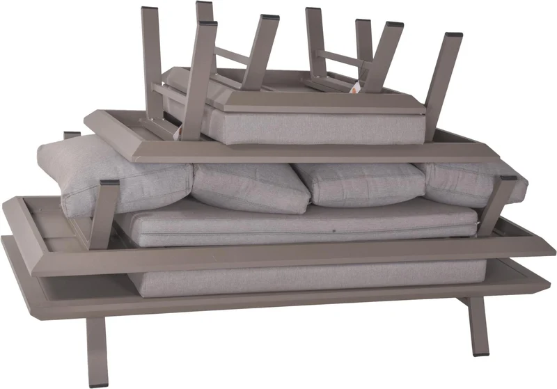 Garten Lounge Gruppe CELIA 4-tlg Alu hellgrau Polyester taupe