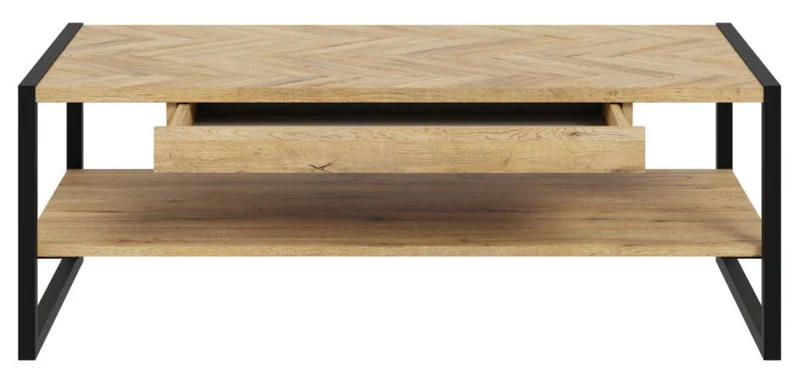 Couchtisch SOLLETICO Bartex-Eiche Nachbildung mit Fischgrät-Design