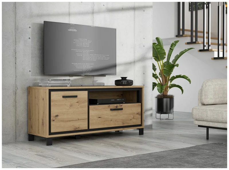 Lowboard TV-Unterkommode TRONDHEIM Artisan Eiche / Schwarzeiche Optik