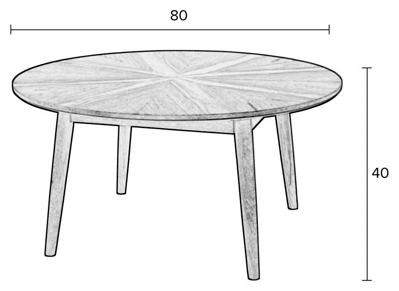 Couchtisch FABIO BLACK Ø 80 Eiche furniert schwarz lackiert
