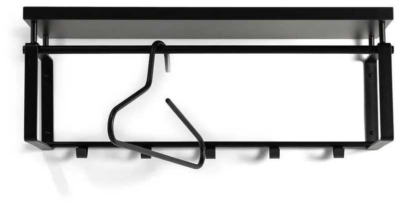 Wandgarderobe REX 3 Schwarz, Garderobe mit 5 Haken und Hutablage