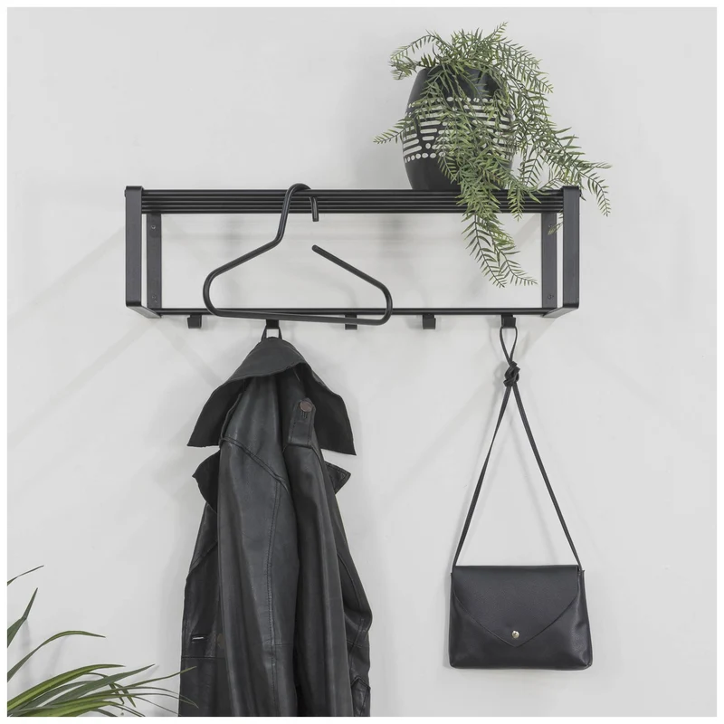 Wandgarderobe Rex 2 Schwarz pulverbeschichtet Garderobe von Spinder