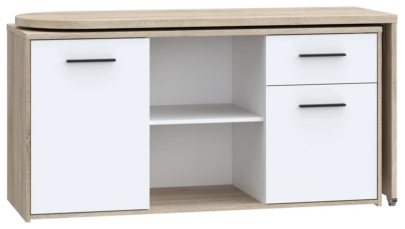 Arbeitstisch Schreibtisch ALIKLIA Optik: Sonoma Eiche und Weiß, Forte
