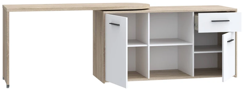 Arbeitstisch Schreibtisch ALIKLIA Optik: Sonoma Eiche und Weiß, Forte