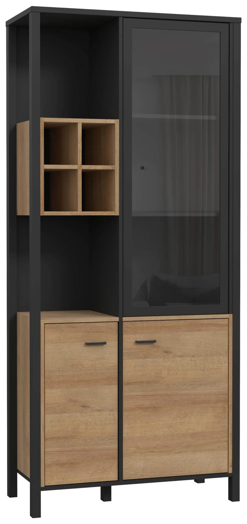 Wohnzimmerschrank HIGH ROCK 3-tlg. Riviera Eiche/Schwarz von Forte