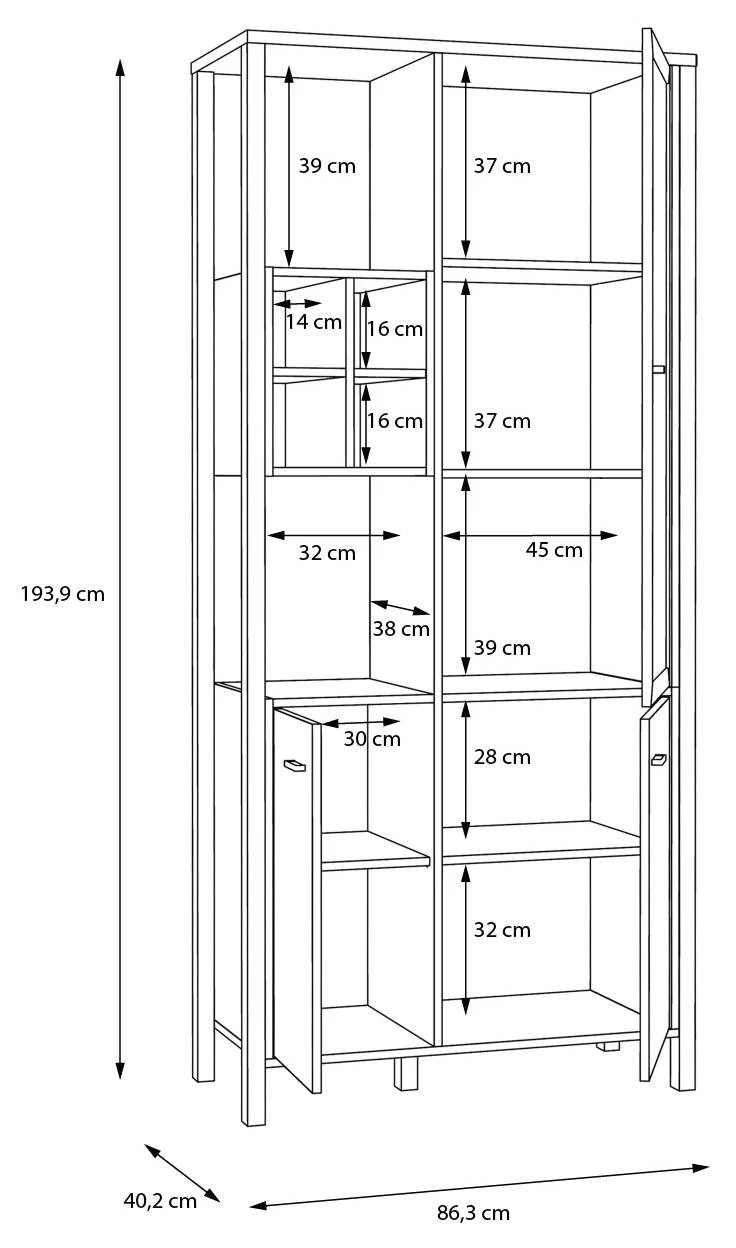 Wohnzimmerschrank HIGH ROCK 3-tlg. Riviera Eiche/Schwarz von Forte