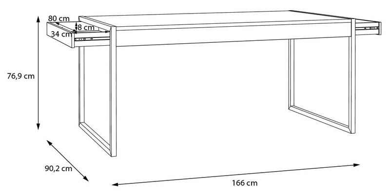 Esstisch HIGH ROCK 166 x 90 cm Riviera Eiche Optik / Schwarz, von Forte