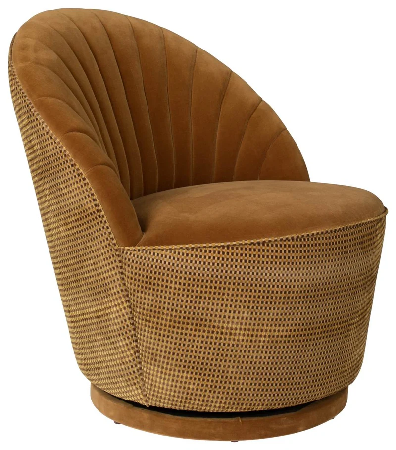 Drehbarer Lounge Sessel MADISON Samtstoff WHISKEY von DutchBone