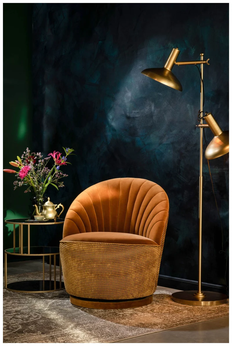 Drehbarer Lounge Sessel MADISON Samtstoff WHISKEY von DutchBone