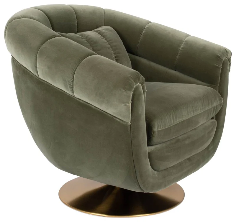 Drehbarer Lounge Sessel MEMBER Samtstoff OLIVE von DutchBone