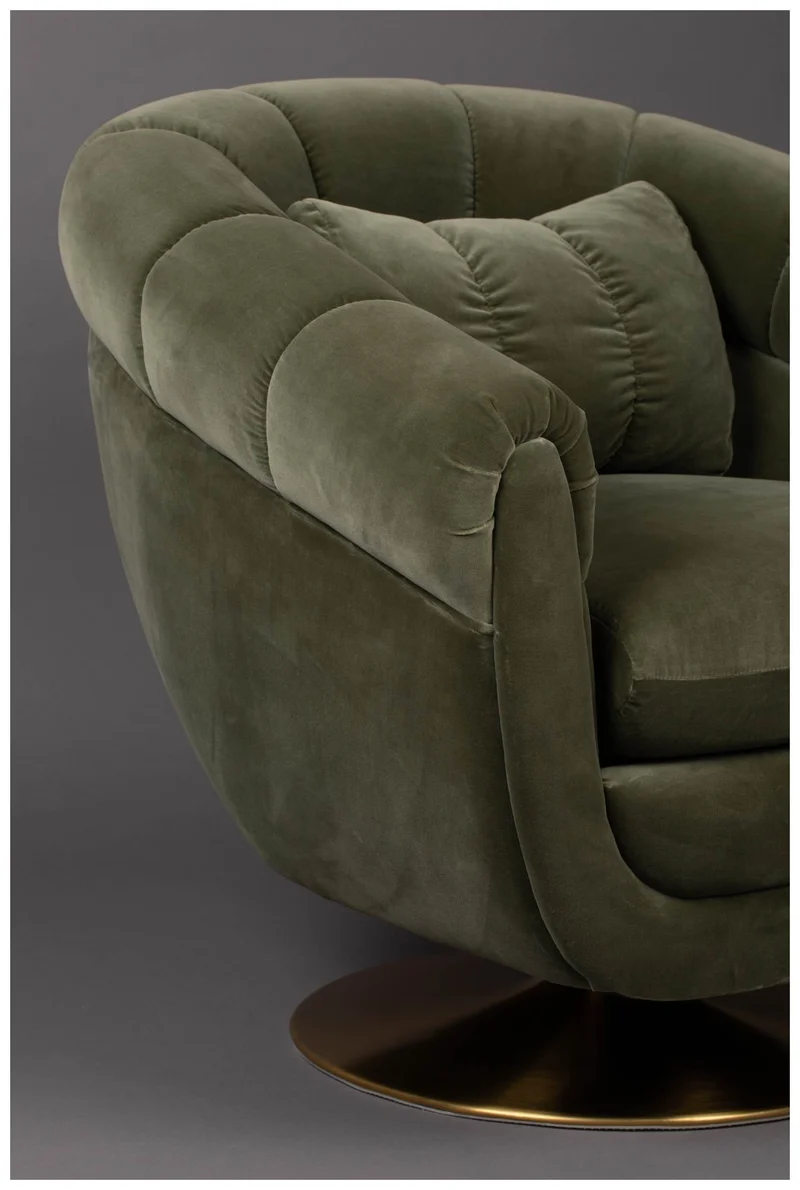 Drehbarer Lounge Sessel MEMBER Samtstoff OLIVE von DutchBone