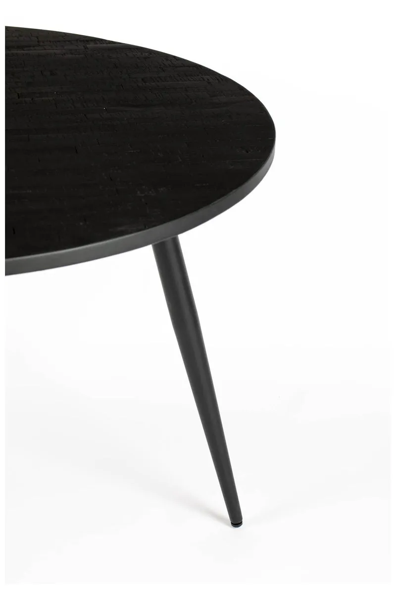 Esstisch MO BLACK 110 cm mit runder Platte aus recycled Teak