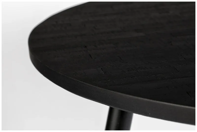 Esstisch MO BLACK 110 cm mit runder Platte aus recycled Teak