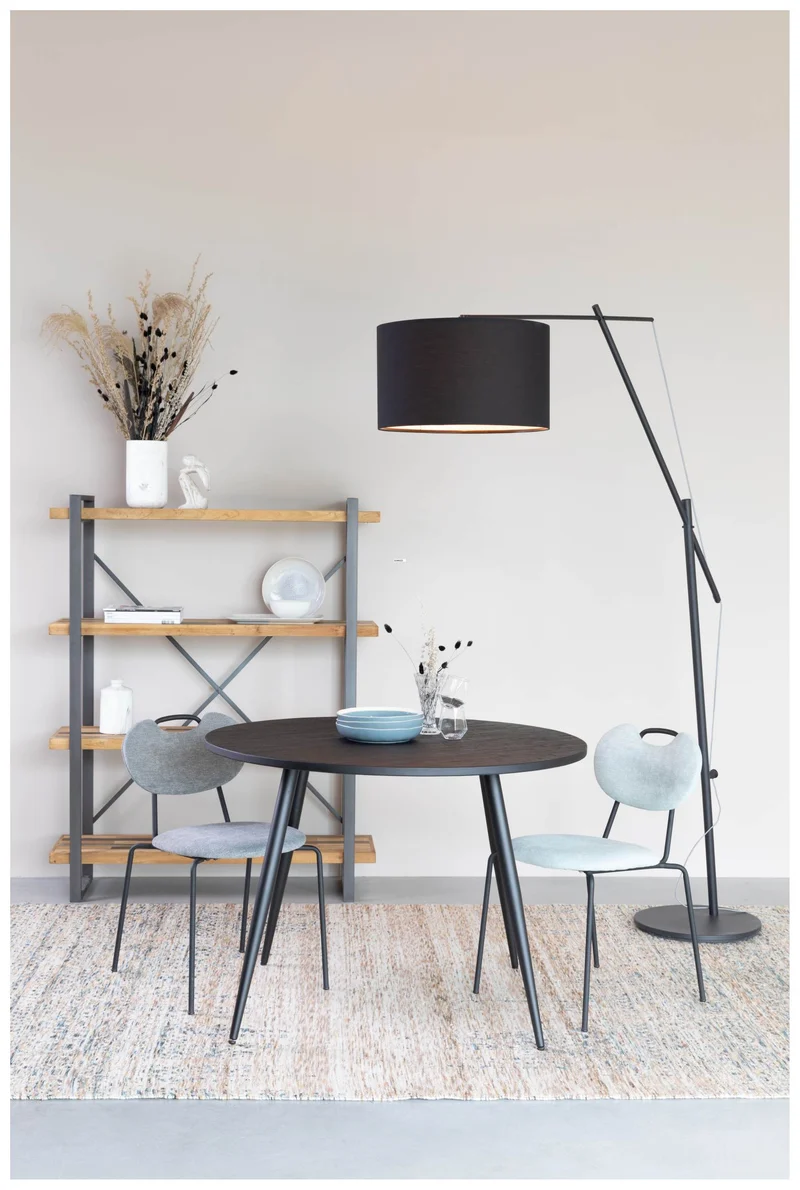 Esstisch MO BLACK 110 cm mit runder Platte aus recycled Teak
