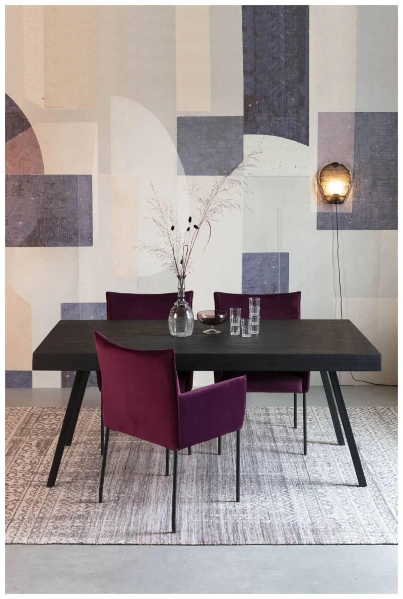 Design Esstisch SURI BLACK 180 x 90 cm Platte recycled Teak