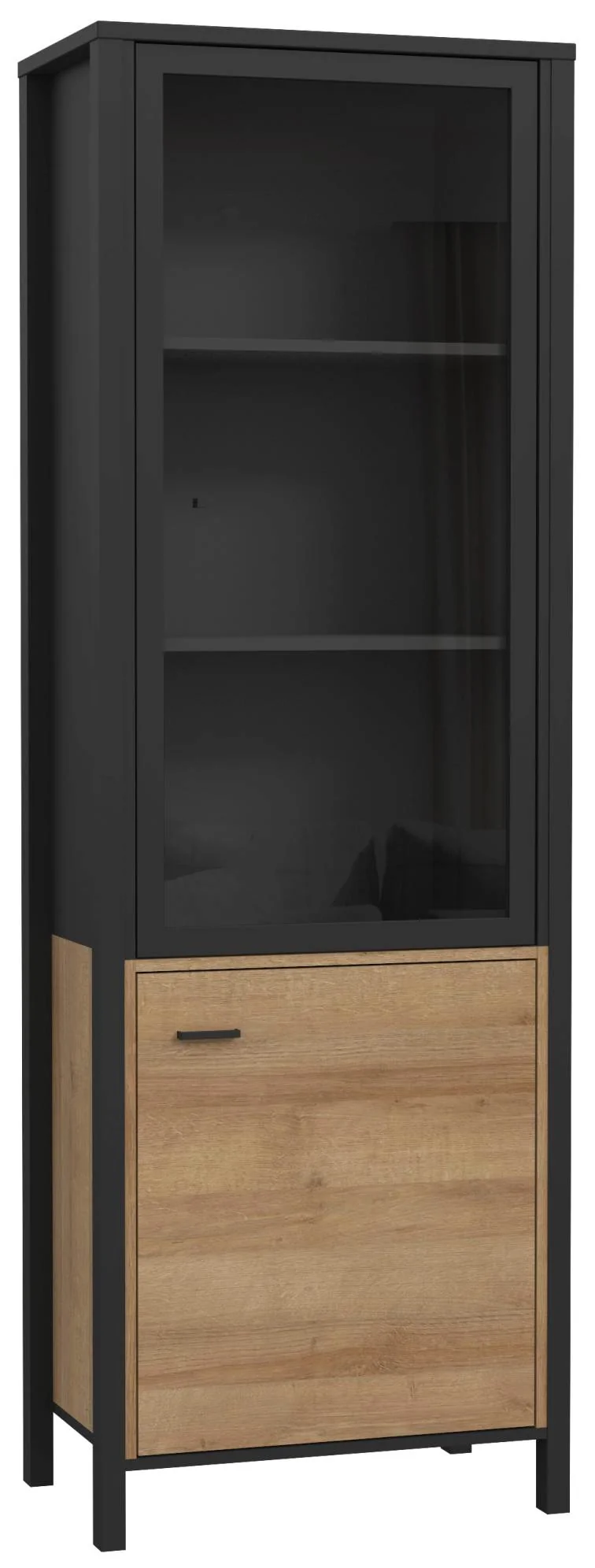 Vitrine HIGH ROCK mit 2 Türen Riviera Eiche Optik / Schwarz, von Forte